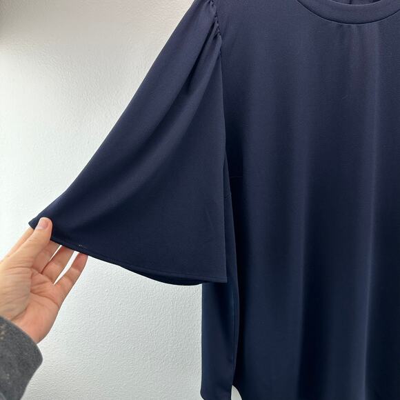 Universal Standard Crepe Jersey Capelet Blouse Blue M/2X - Picture 3 of 10